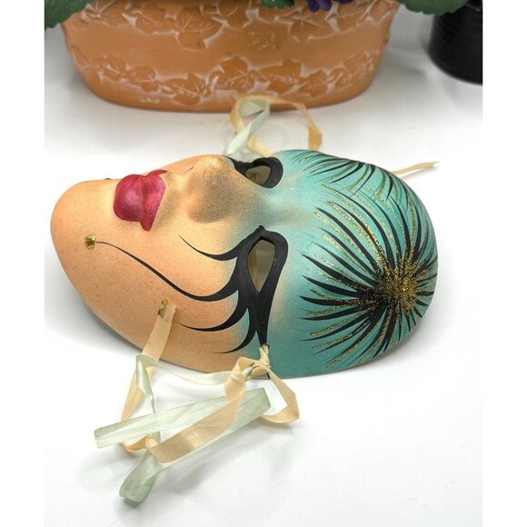 Hand-Painted Ceramic Venetian Mask With Ribbon Ties - Picture 5 of 8